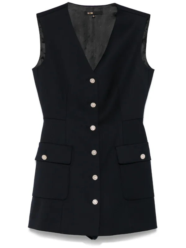 Maje Combishort à Col v Bleu FARFETCH FR