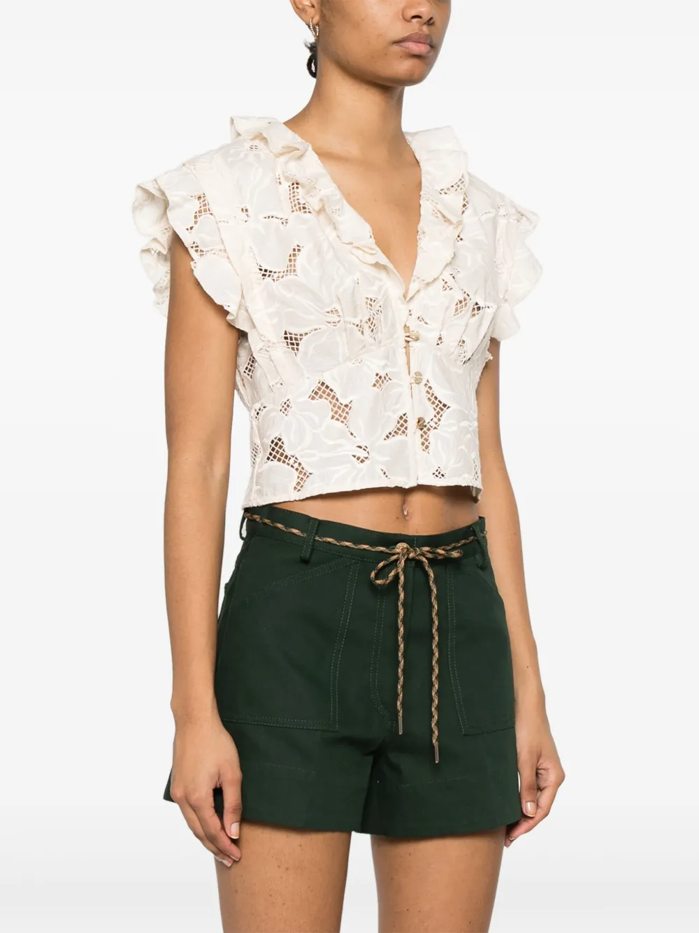 SANDRO EMBROIDERED CROP TOP