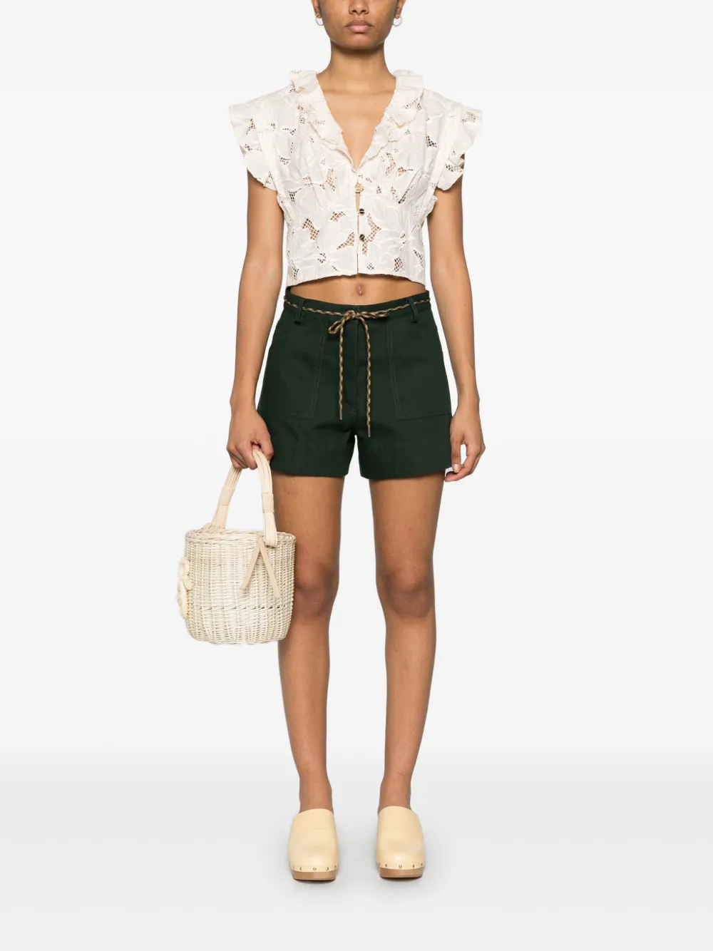 SANDRO EMBROIDERED CROP TOP
