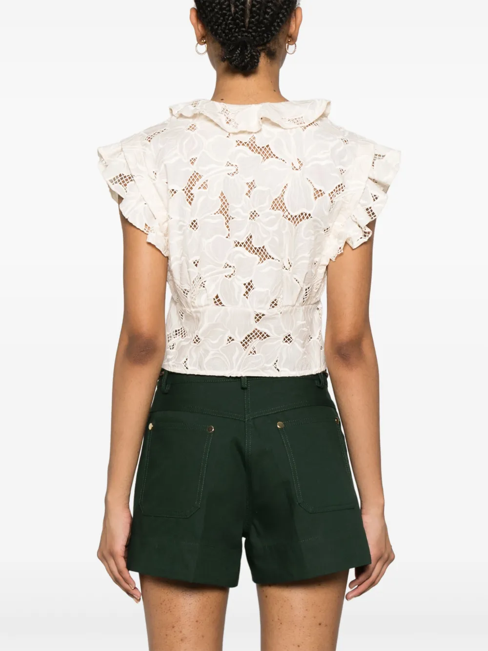 SANDRO EMBROIDERED CROP TOP