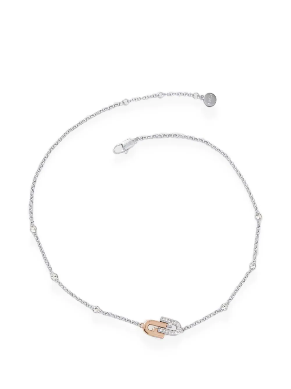 Furla Arch-logo crystal-embellished necklace - Argento