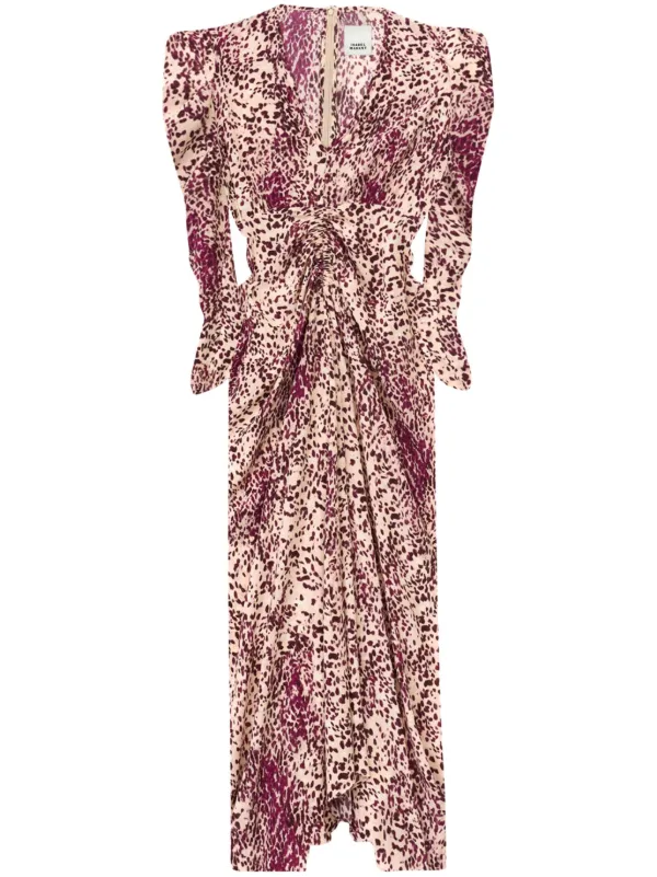 ワンピース Isabel Marant Albini Dress ISABEL MARANT Albini printed gathered silk-blend midi dress