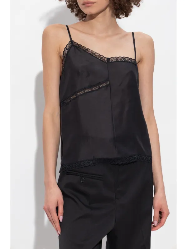 MM6 Maison Margiela レースディテール シルクトップ | ブラック