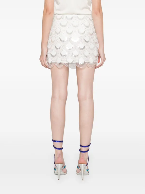ROTATE BIRGER CHRISTENSEN Sequined Mini Skirt | White | FARFETCH