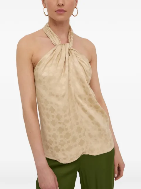 HERSKIND top con cuello halter y logo en jacquard