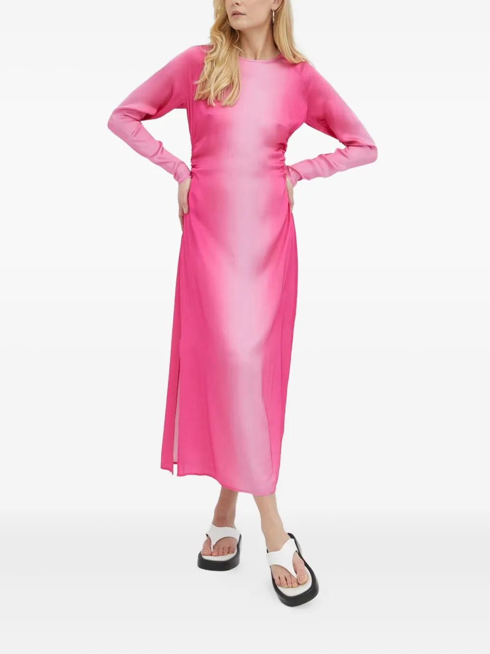 HERSKIND Midikleid mit langen Ärmeln | Rosa | Image 1