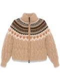 Moncler Grenoble patterned-jacquard puffer jacket - Brown