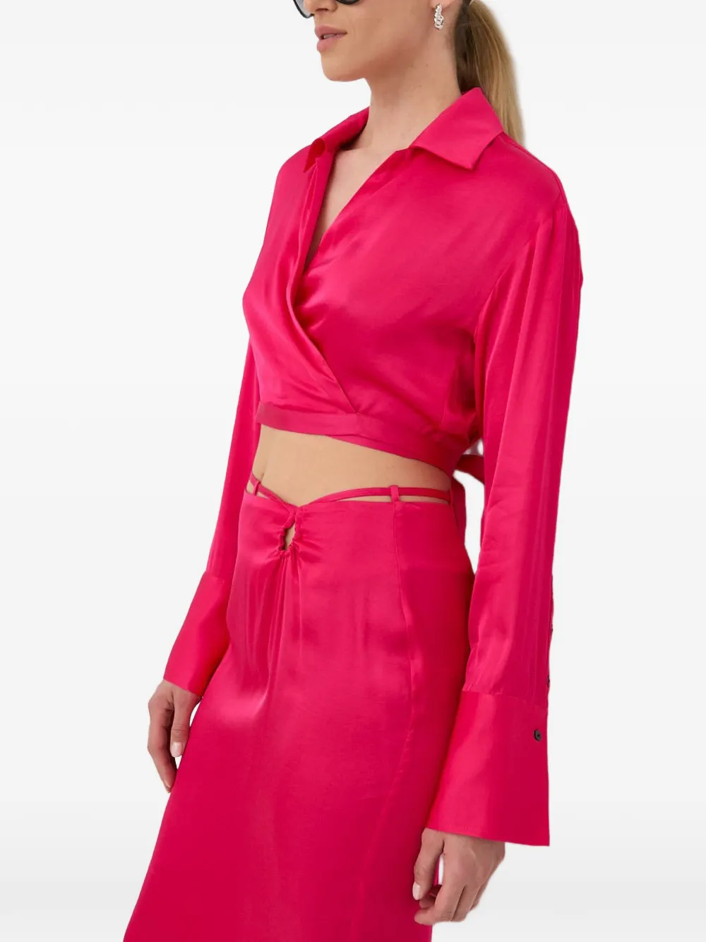 Herskind Wrap Tie-waist Blouse In Pink