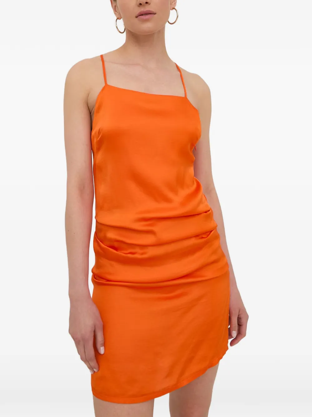 HERSKIND ruched crossover-strap mini dress Oranje
