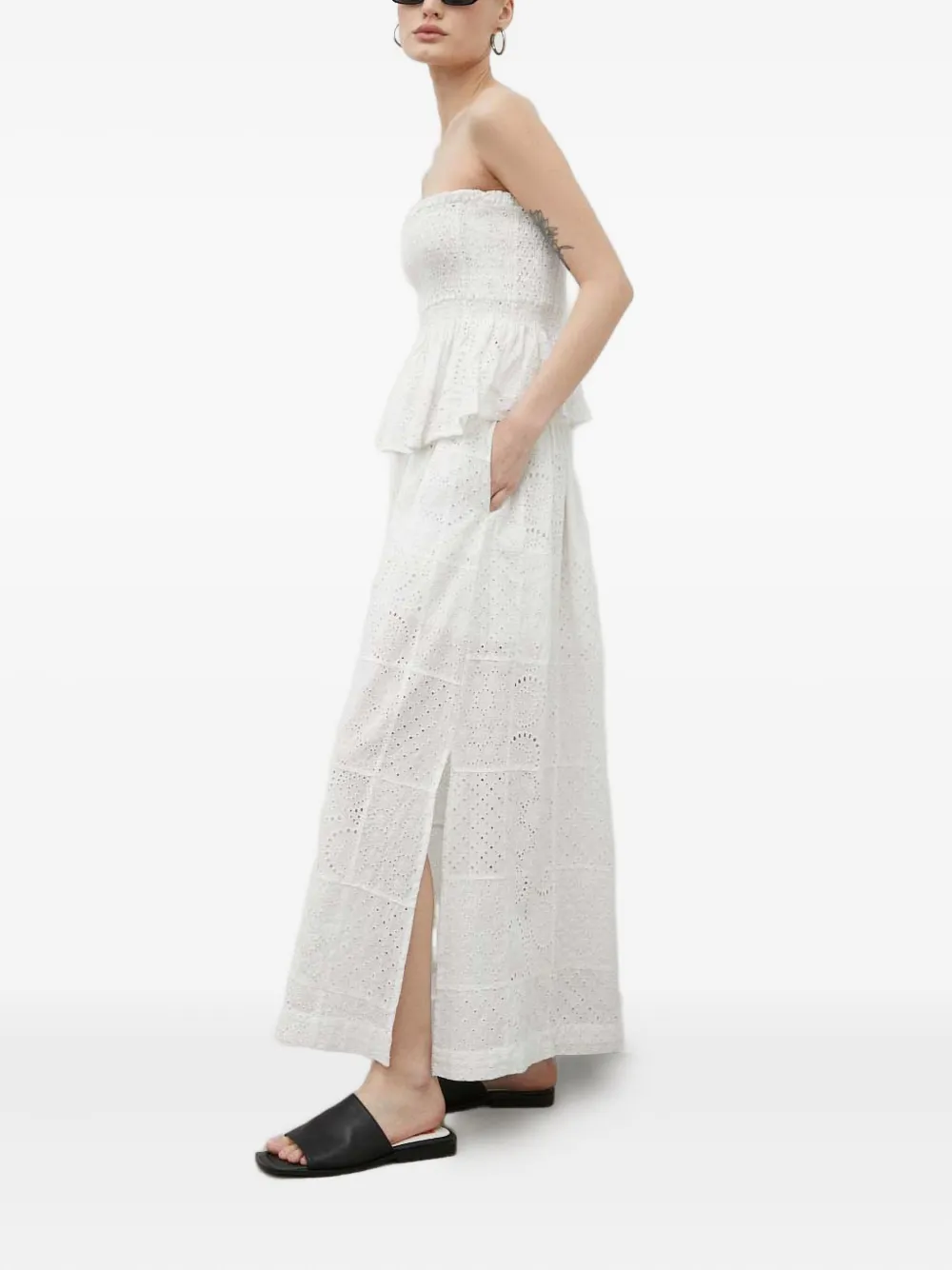 HERSKIND Maxi-rok met ringlets Wit