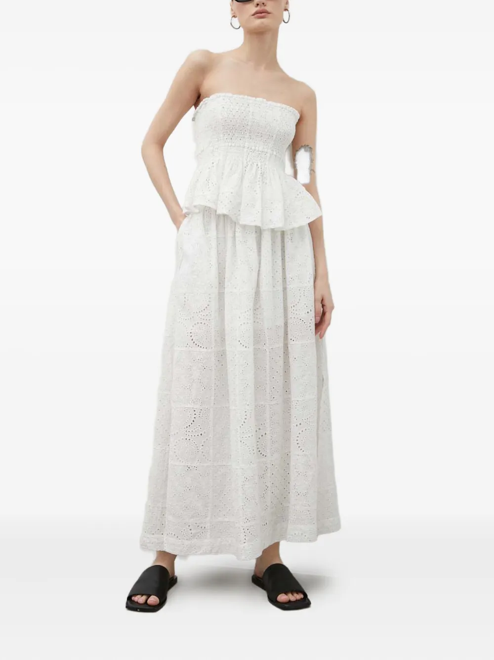 HERSKIND Maxi-rok met ringlets - Wit