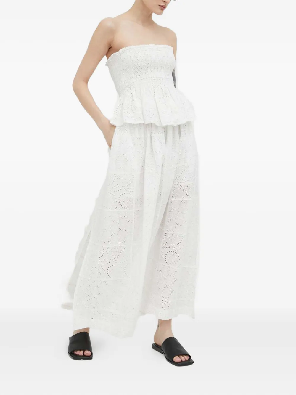 HERSKIND Maxi-rok met ringlets Wit