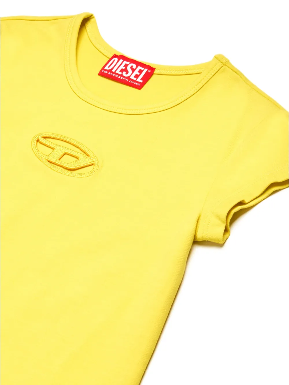 Diesel Kids Oval D jurk met logo Geel