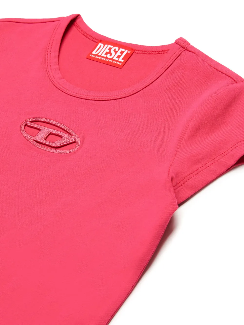 Diesel Kids T-shirt met Oval D-logo Roze