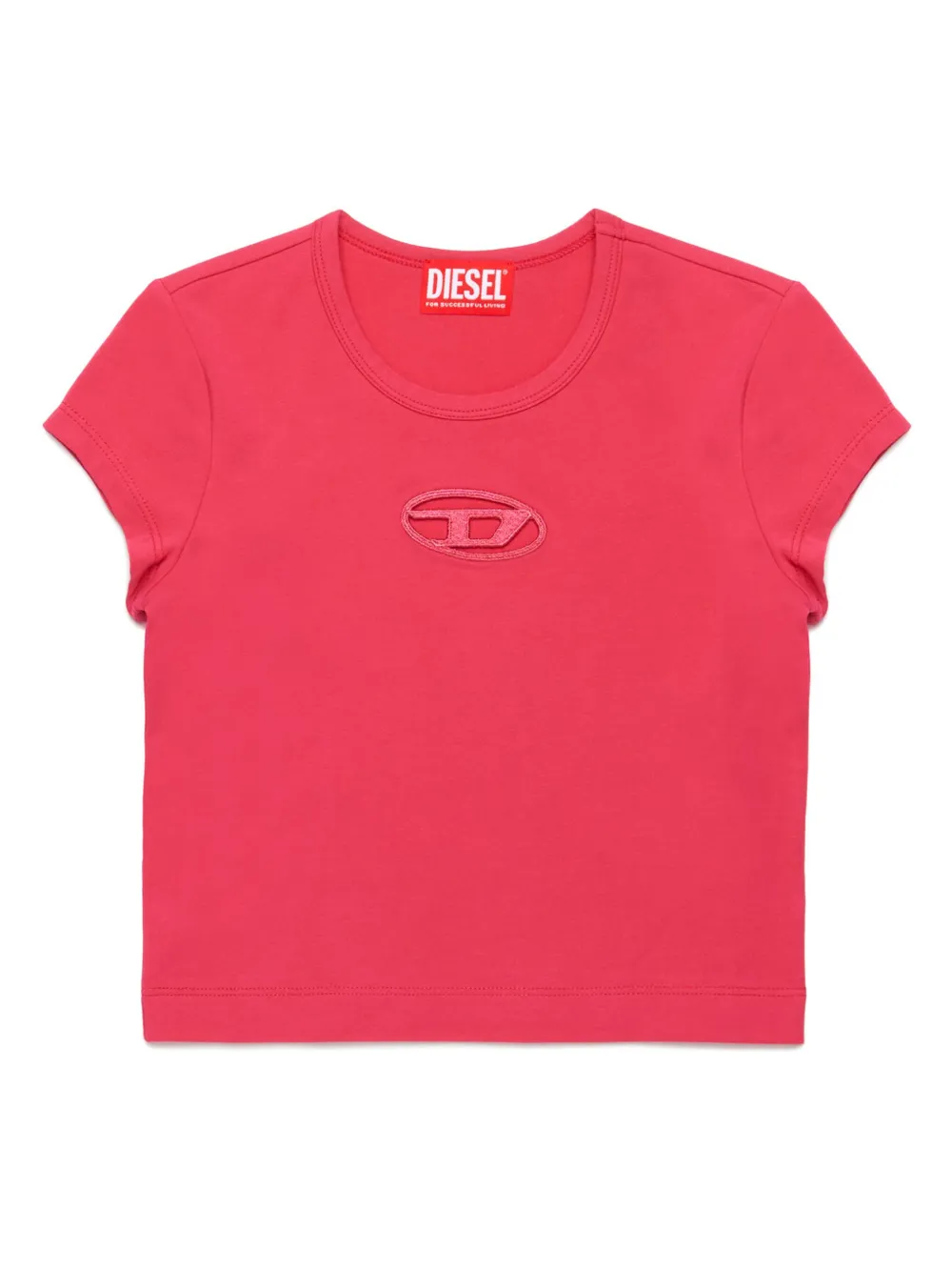 Diesel Kids T-shirt met Oval D-logo Roze