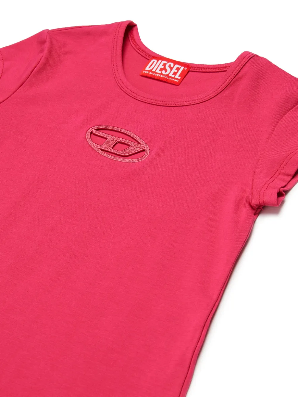 Diesel Kids Oval D jurk met logo Roze