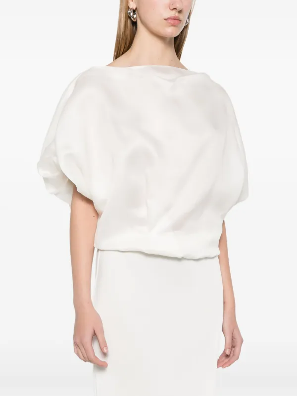 25SS 新品 KHAITE NILES トップ ケイト クロップド ブラウス KHAITE Niles Blouse | White | FARFETCH