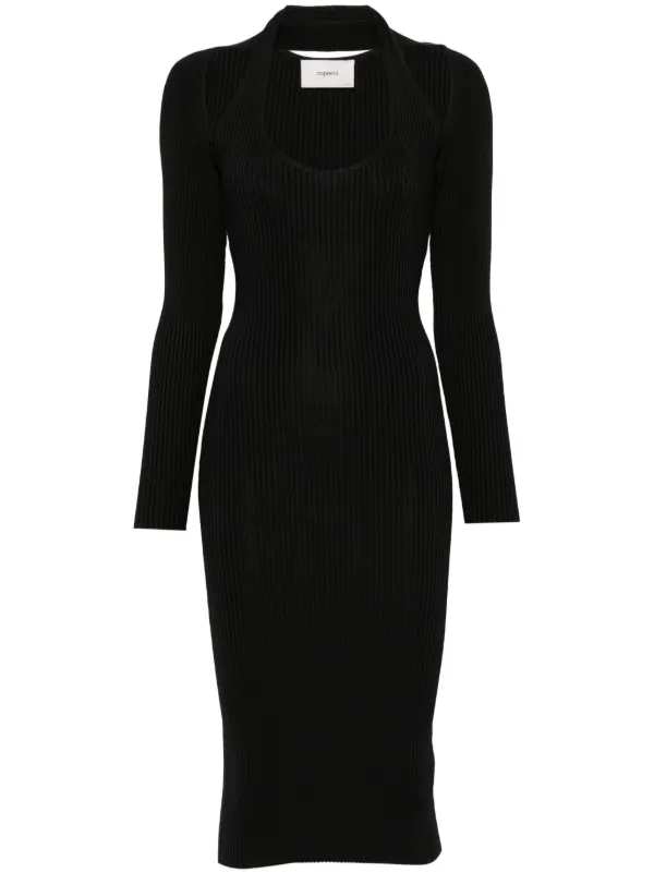 knee length dresses for ladies Bustier Open Back Midi Dress (COPJS95F5004-BLACK)