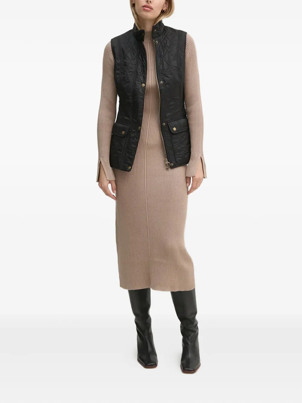Barbour Geribbelde midi-jurk - Beige