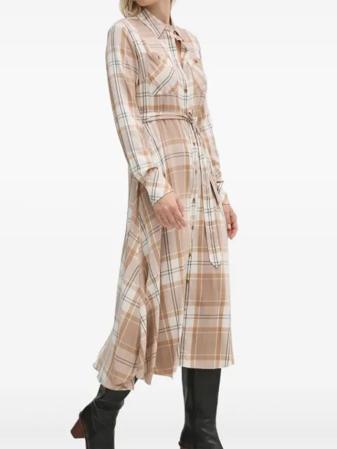 Barbour vestido midi con motivo de cuadros y cinturón