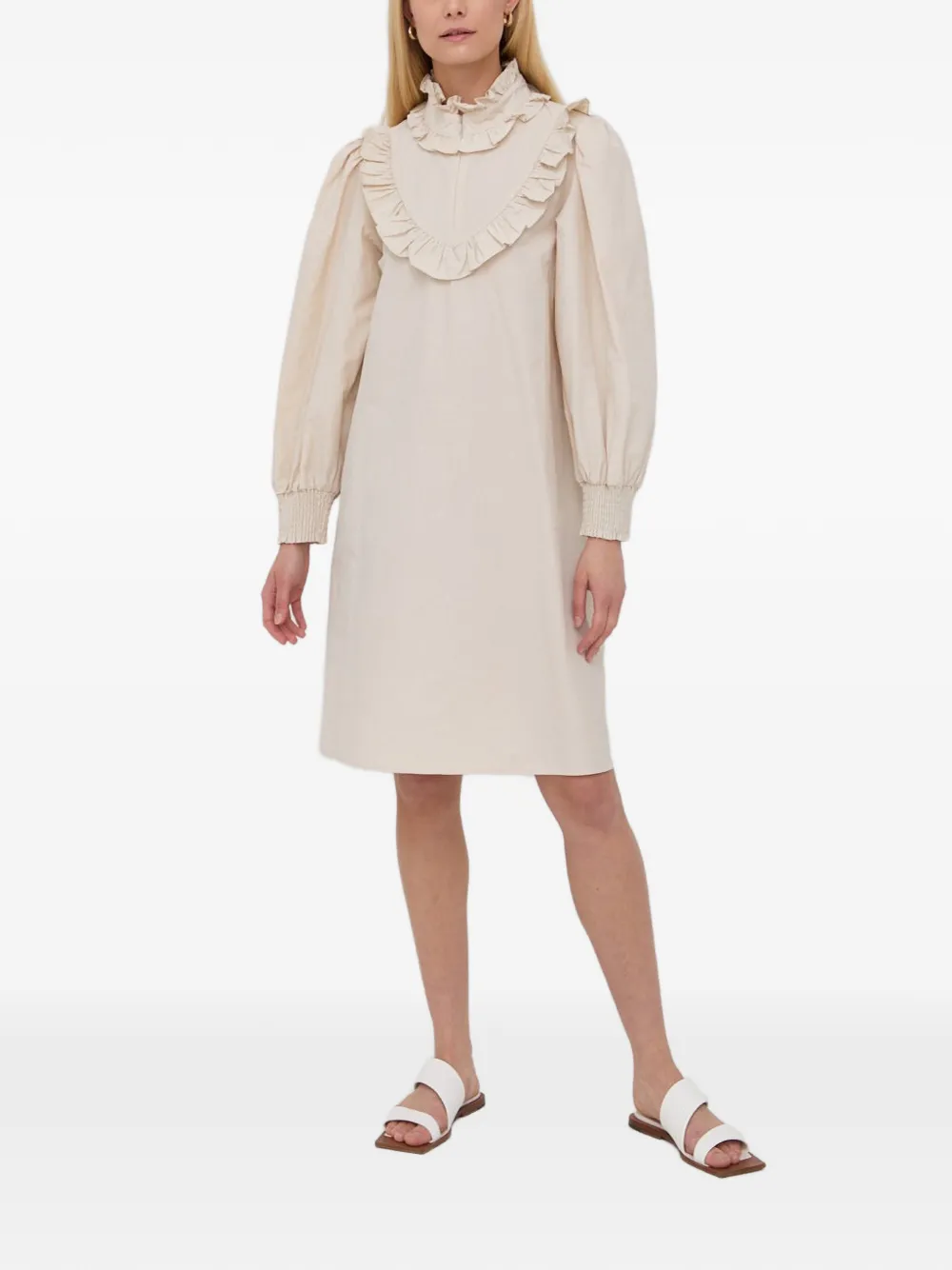 Ruffled-Collar Midi Dress