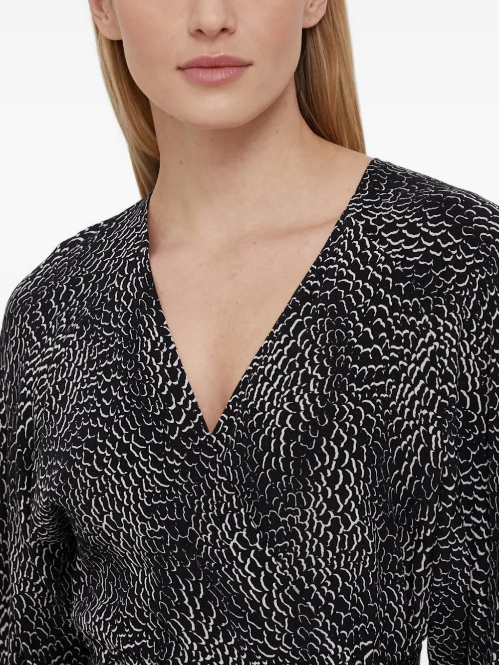 V-Neck Pattern Midi Dress