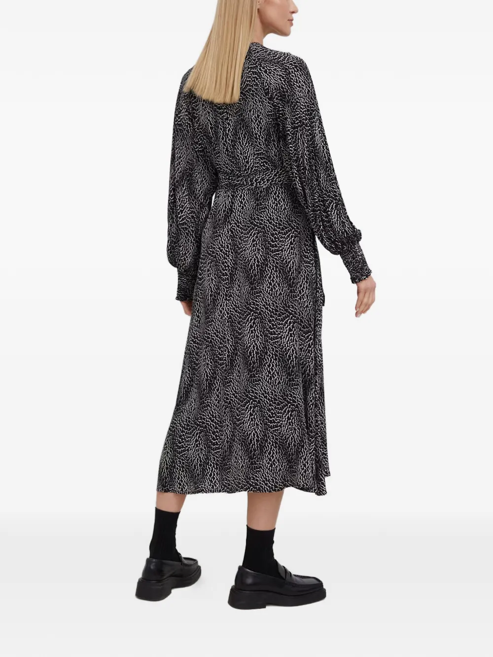 V-Neck Pattern Midi Dress