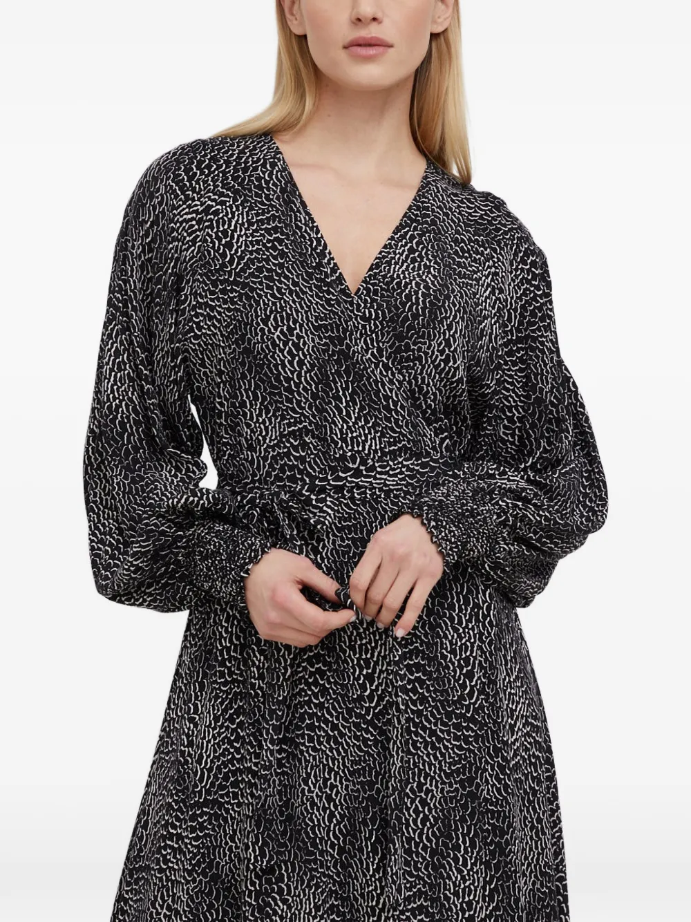 V-Neck Pattern Midi Dress