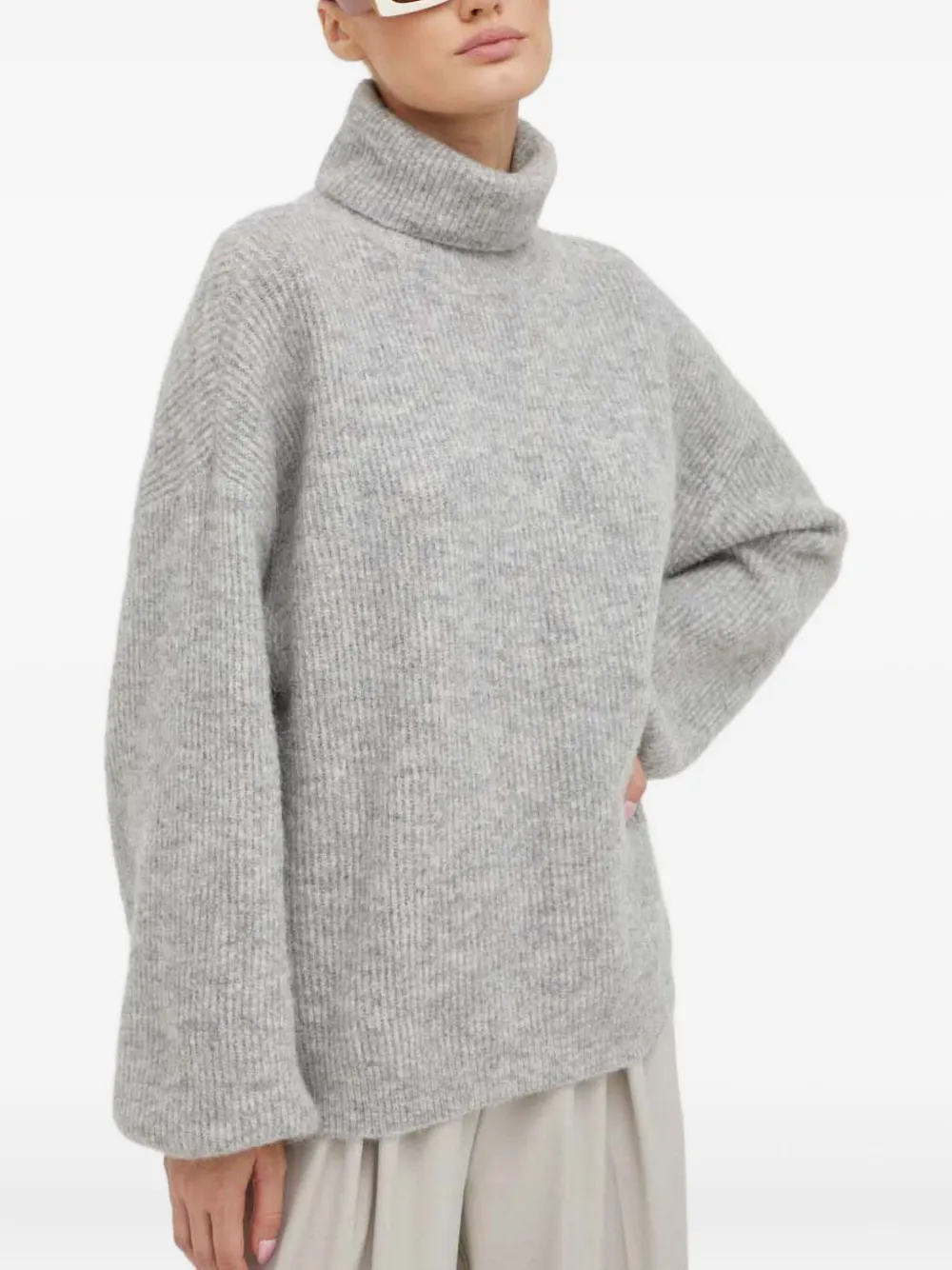 Gestuz pull en maille à design côtelé | gris | Image 1