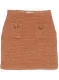Self-Portrait textured knit mini skirt - Brown