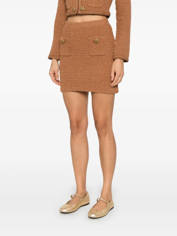 【関税&送料込】Self-Portrait Knitted Mini Skirt Self-Portrait Checked Knitted Mini Skirt | Blue | FARFETCH