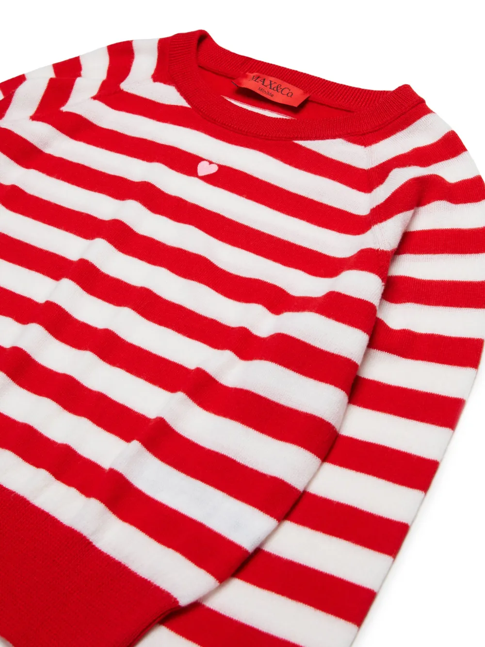 MAX&Co. Kids Gestreepte wollen sweater Rood