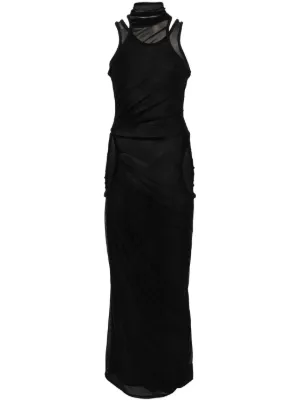 Jacquemus La Saudade floral-embroidered Asymmetric Dress | Black | FARFETCH