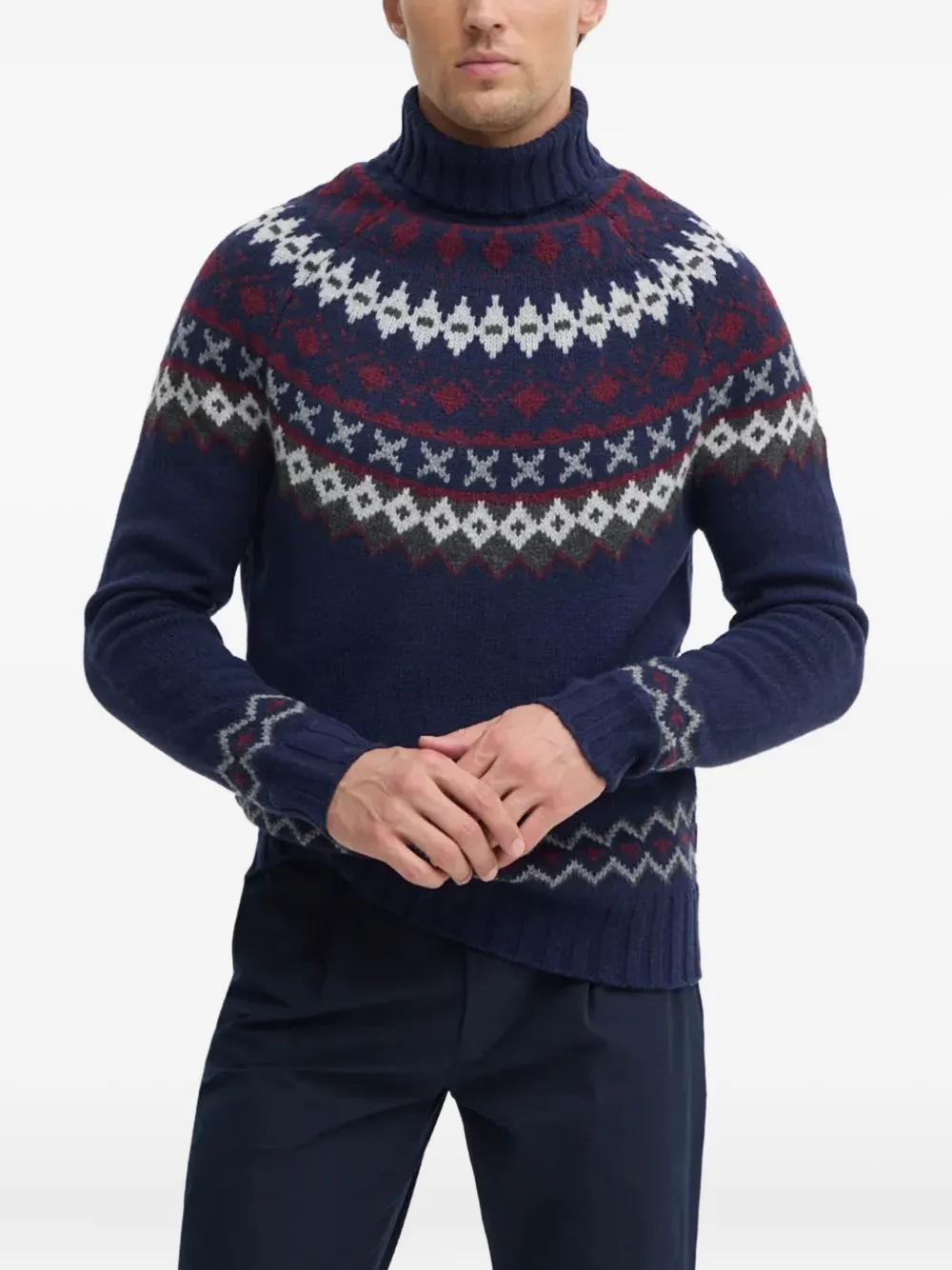 Barbour patterned turtleneck sweater | Blue | Image 1
