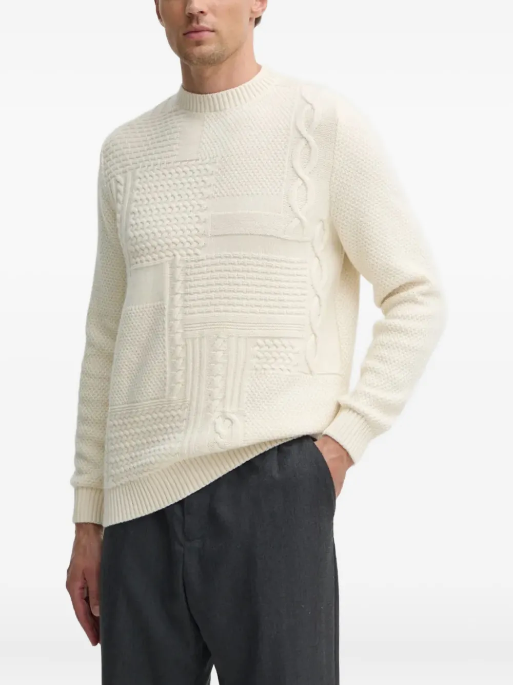 Barbour pull en maille torsadée Casey | blanc | Image 1