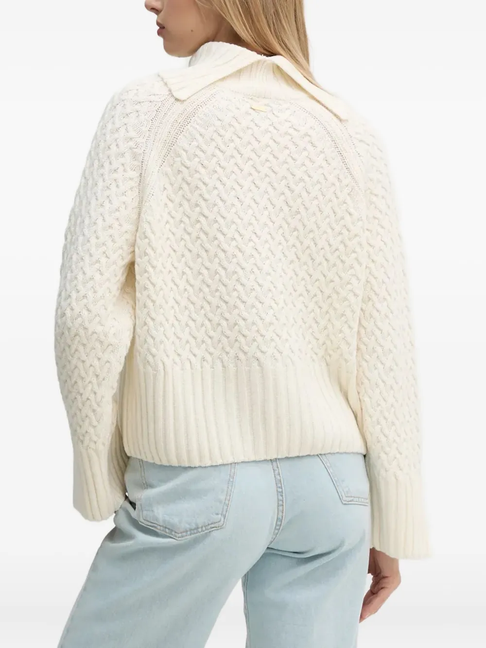 Barbour Turtleneck Cable-knit Sweater In White