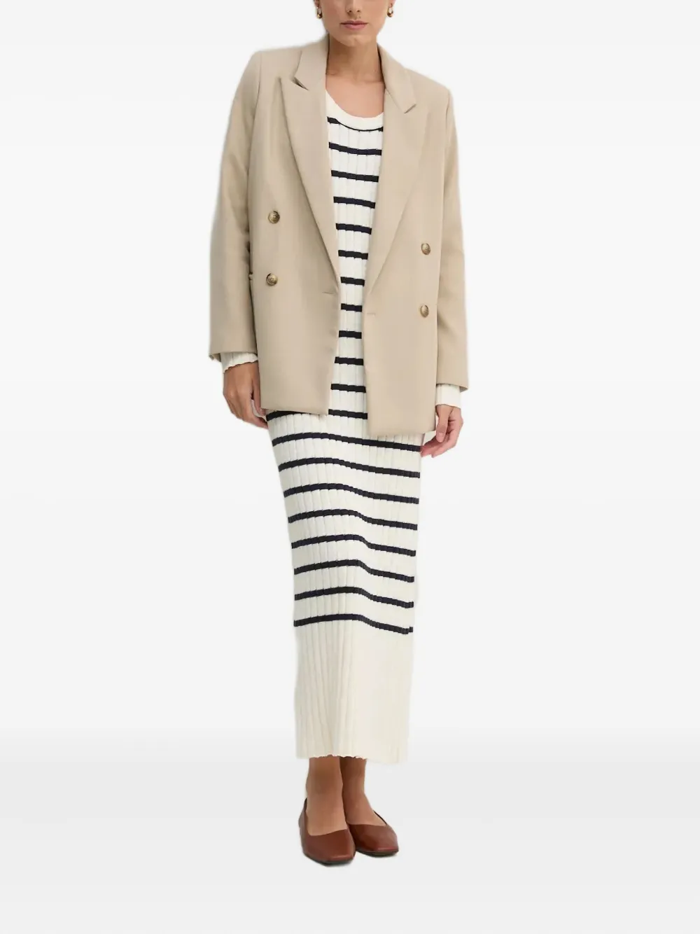 Barbour Gestreepte midi-jurk - Wit