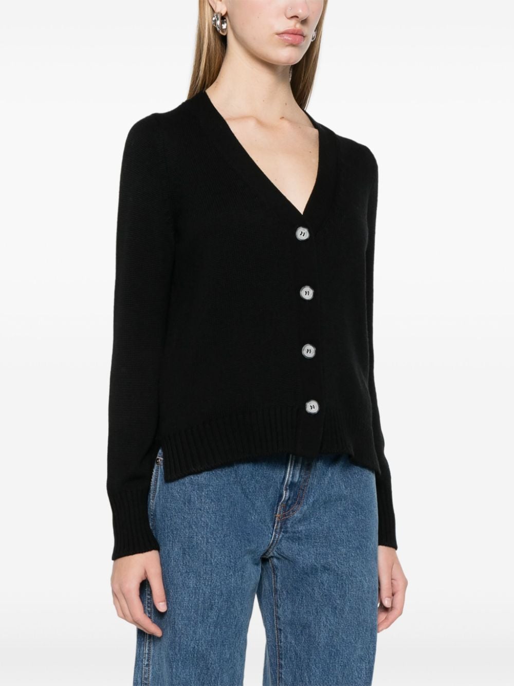 Shop Blanca Vita Virgin Wool Cardigan In Black