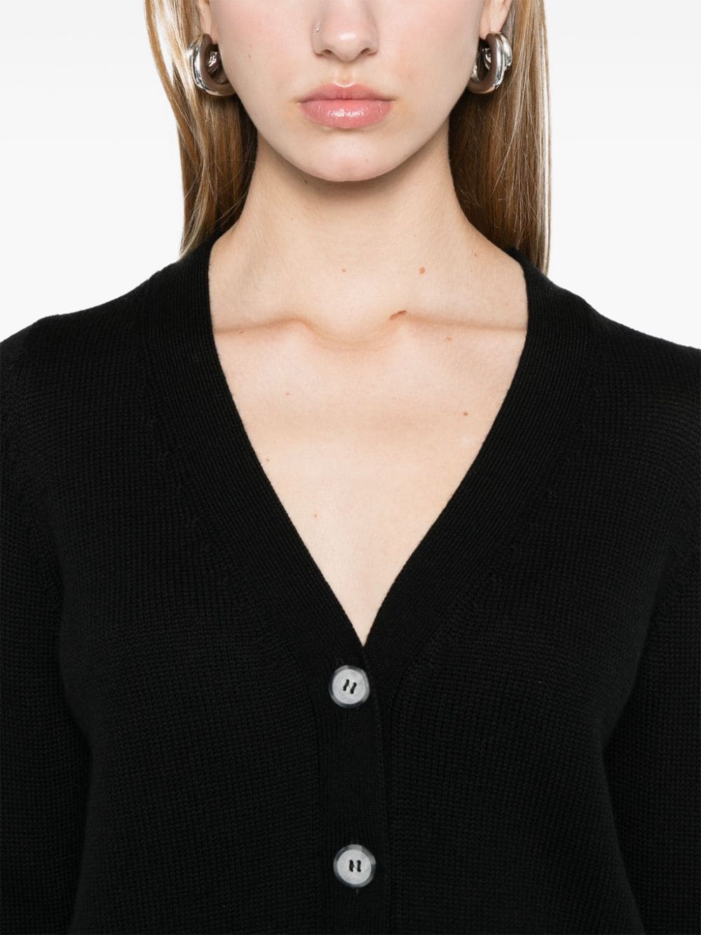 Shop Blanca Vita Virgin Wool Cardigan In Black