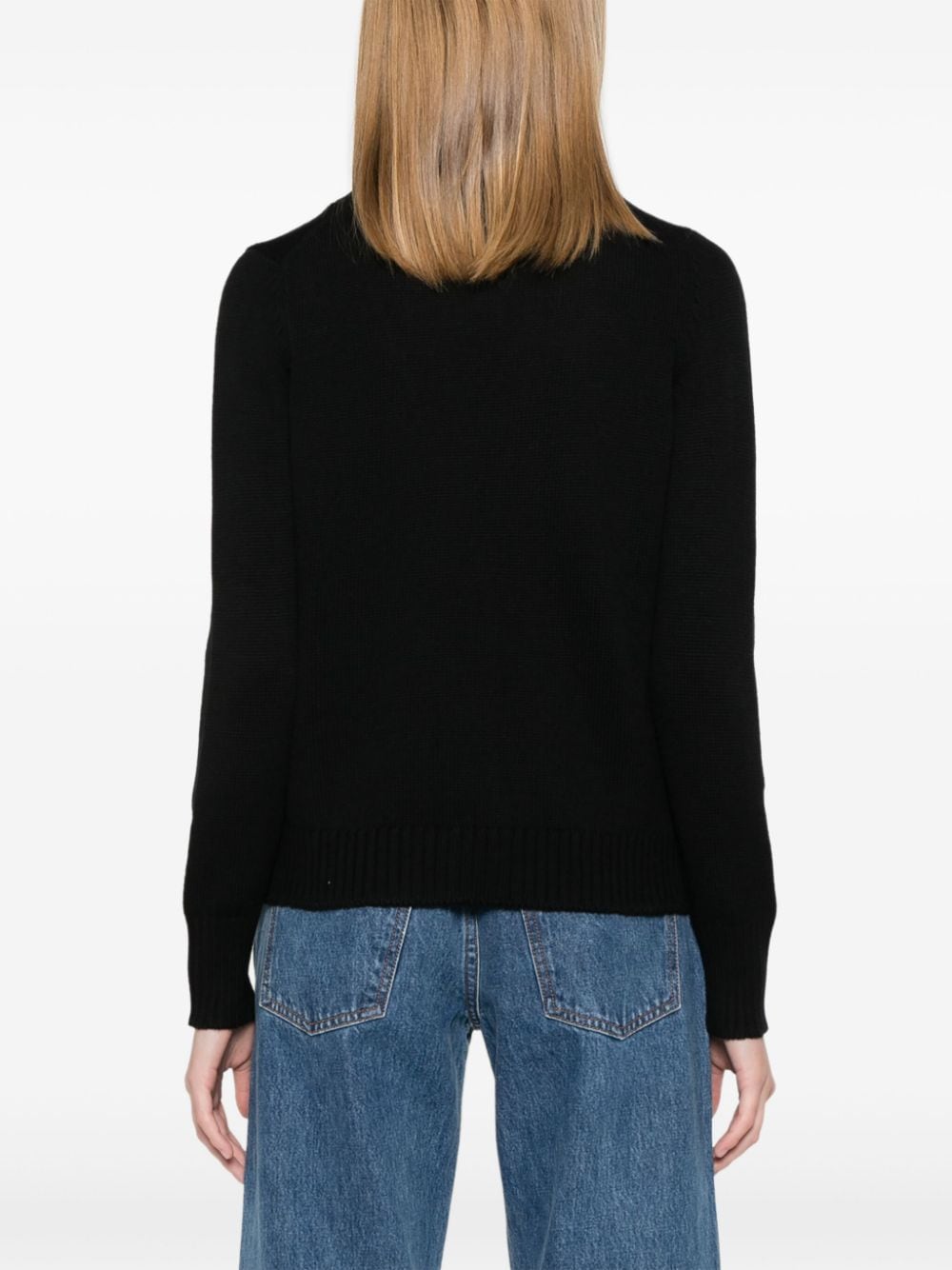 Shop Blanca Vita Virgin Wool Cardigan In Black