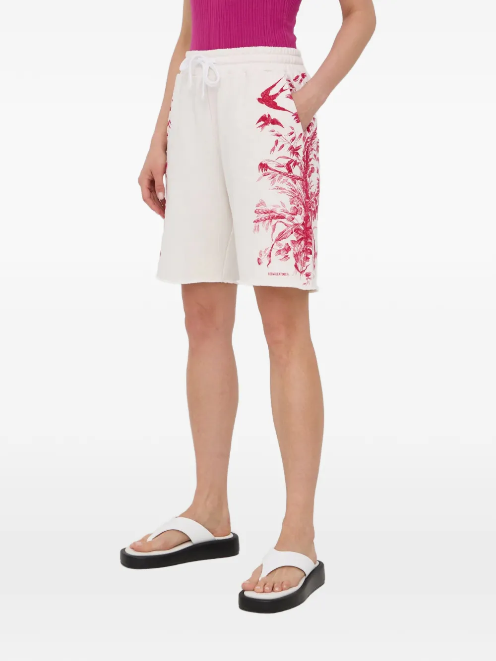 RED Valentino Shorts a fiori con coulisse - Bianco