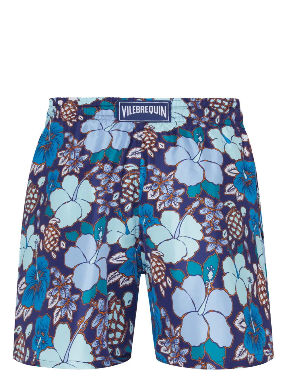 Vilebrequin Zwembroek met tropische schildpadprint Blauw