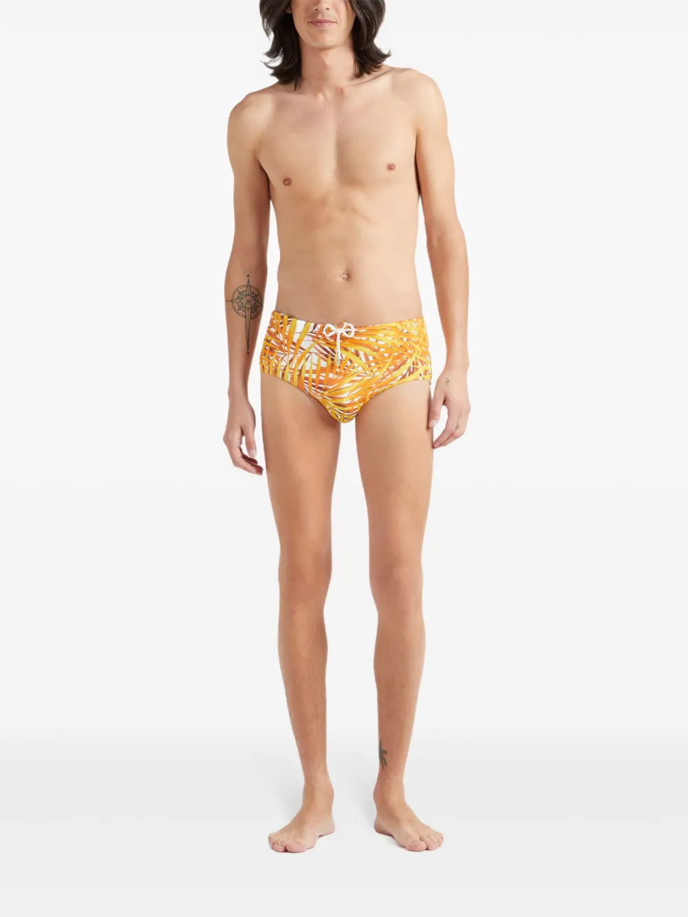 Vilebrequin Zwembroek met palmbladerprint Oranje