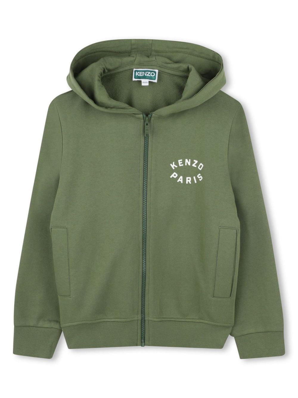 Kenzo Kids tiger-print zipped hoodie - Green