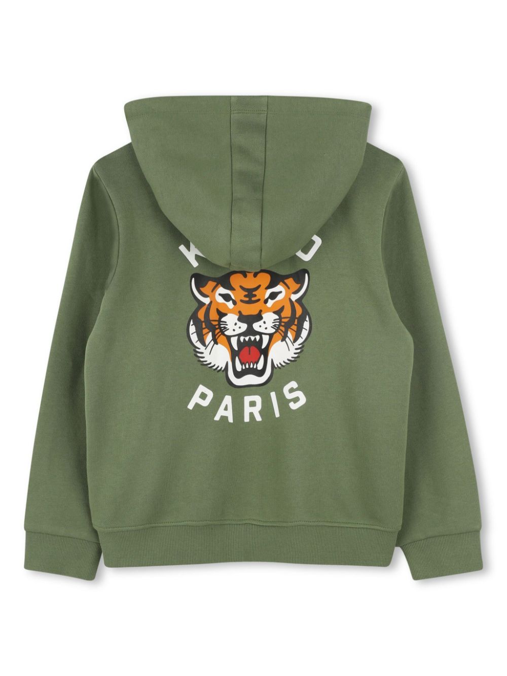 Kenzo Kids tiger-print zipped hoodie - Green