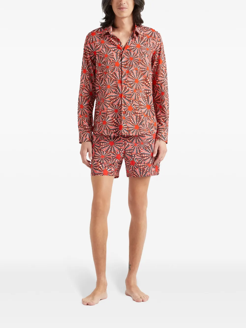 Vilebrequin Katoenen overhemd met print Rood