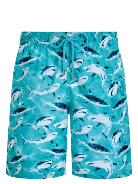 Vilebrequin shorts de playa con tiburones estampados