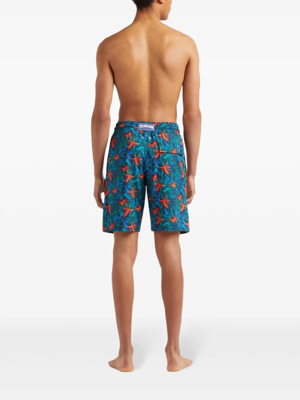 Shop Vilebrequin Tropical Flowers-print Swim Shorts In 蓝色