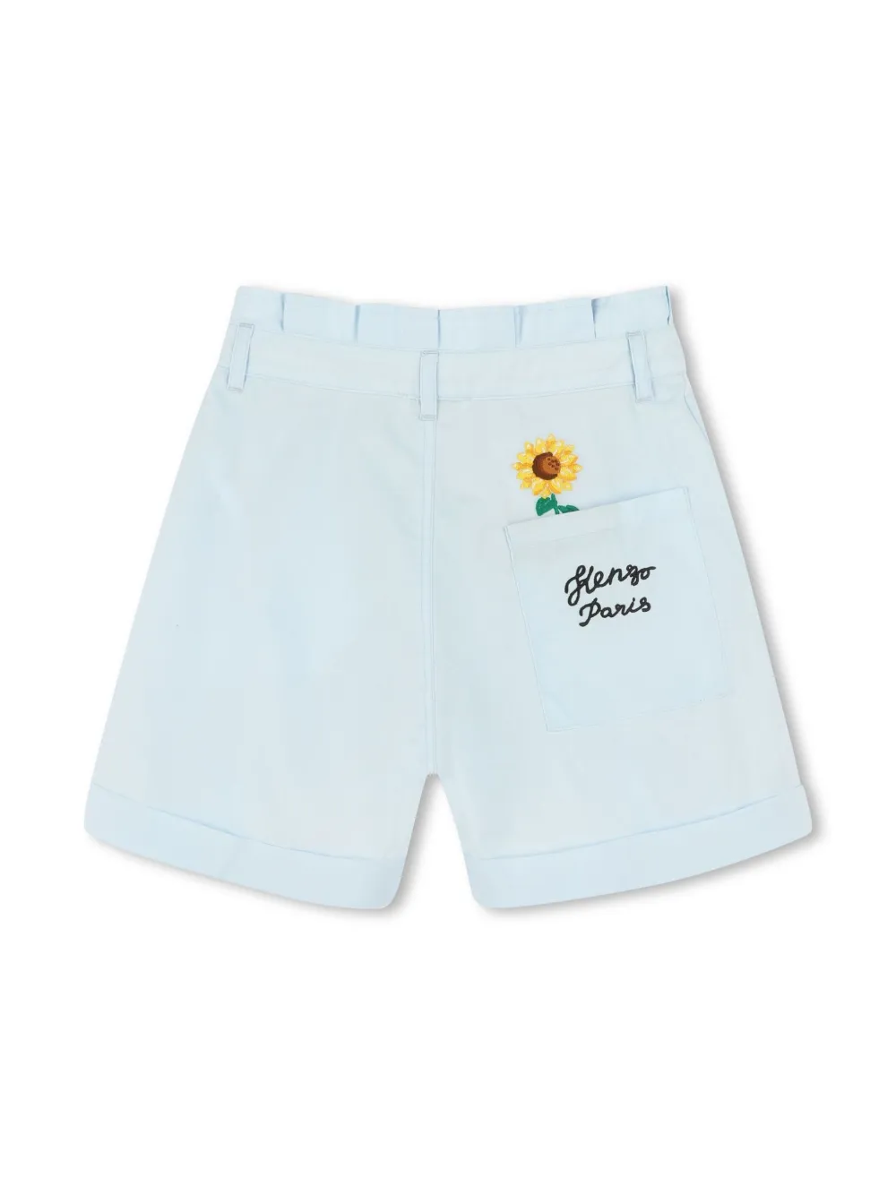 Kenzo Kids Katoenen shorts met geborduurd logo Blauw
