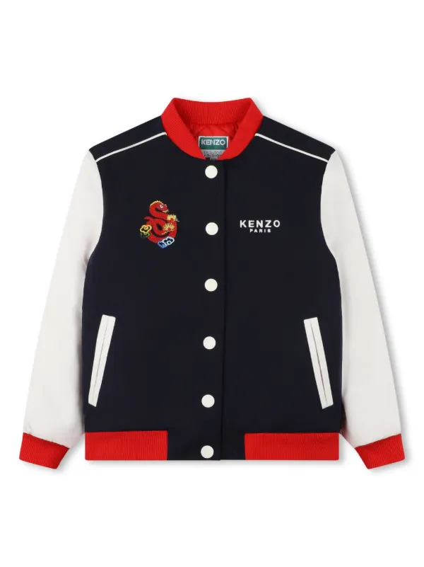 Kenzo Kids embroidered-logo Bomber Jacket Blue FARFETCH JO